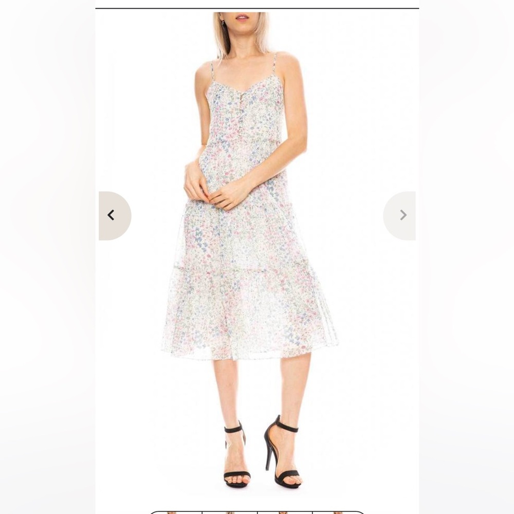 R13 Floral, Ecru & Leopard Print Button Spaghetti Strap Maxi Dress with Slip